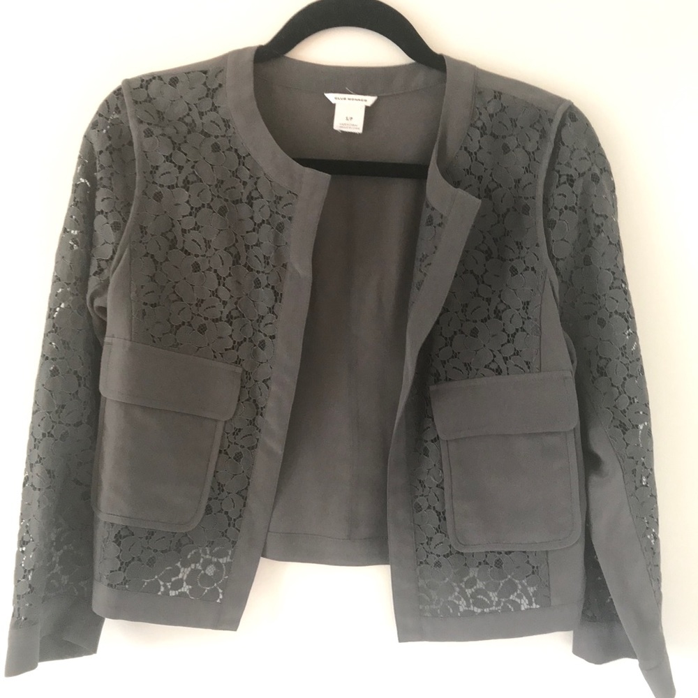 Club Monaco Silk Cropped Lace Jacket